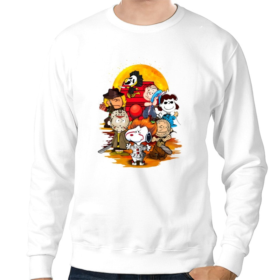 Snoopy Fall Sweatshirt, Snoopy Pumpkin Hoodie, Halloween Cartoon Dog Crewneck Sweatshirt Sleeve DH2407 2