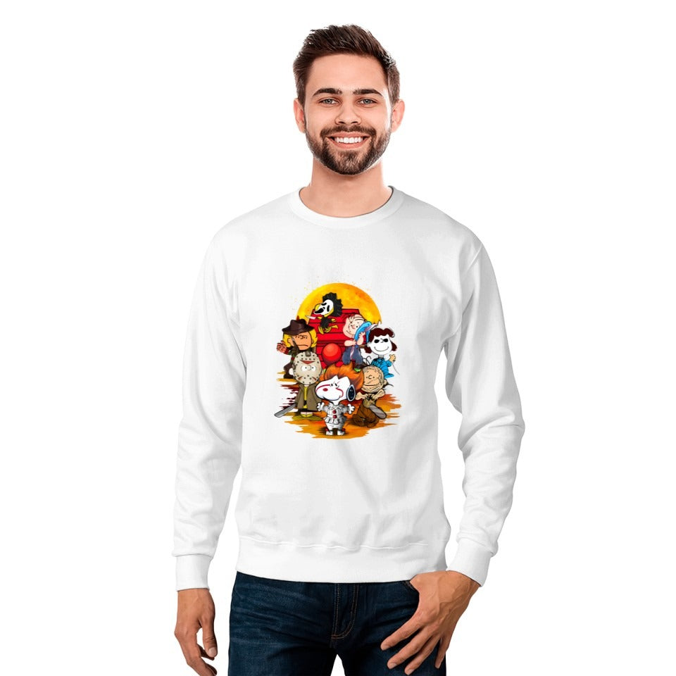 Snoopy Fall Sweatshirt, Snoopy Pumpkin Hoodie, Halloween Cartoon Dog Crewneck Sweatshirt Sleeve DH2407 2