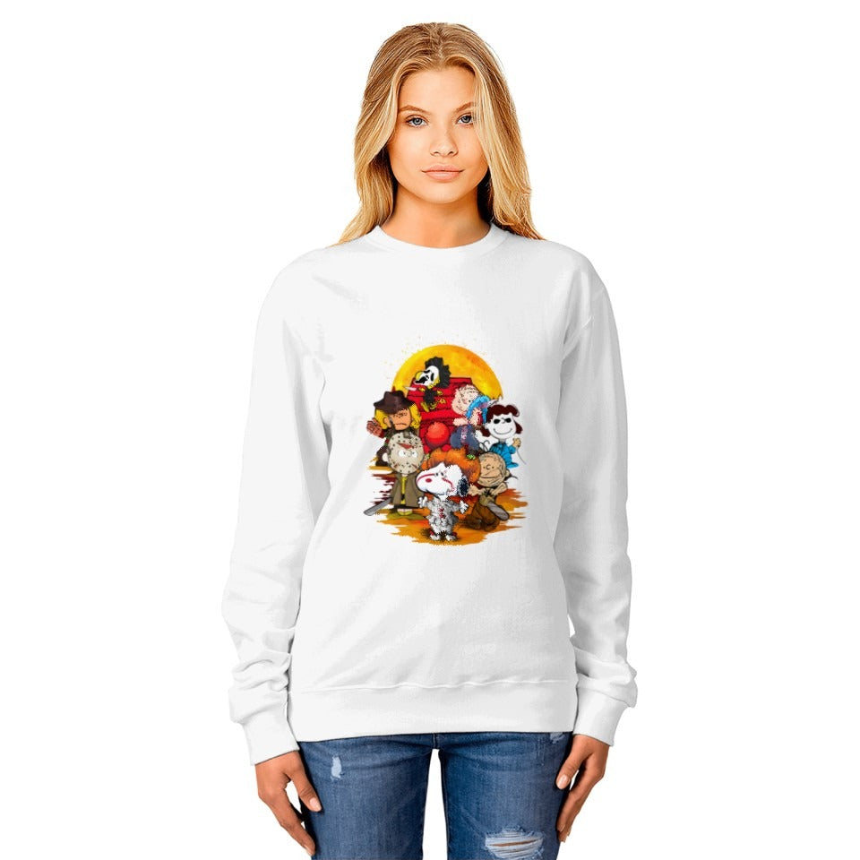 Snoopy Fall Sweatshirt, Snoopy Pumpkin Hoodie, Halloween Cartoon Dog Crewneck Sweatshirt Sleeve DH2407 2