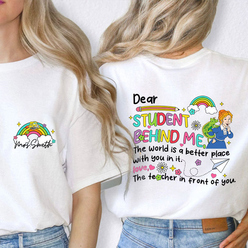 Personalized Name The World Is A Better Place With You In It Teacher Two Sided Sweatshirt inmy