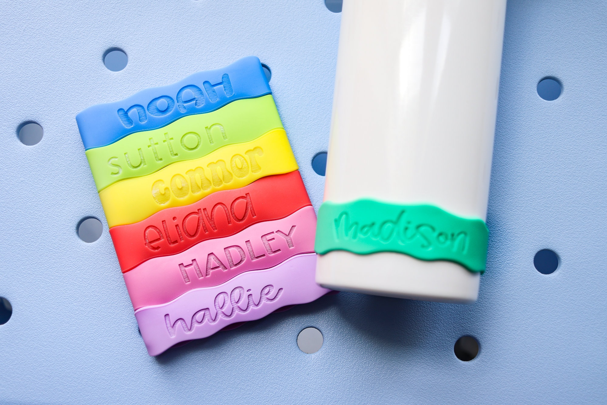 Personalized Silicone Bottle Label For Family,Safe Silicone Cup Tag For Christmas Gifts,Custom Water Bottle Label For Children Bottle (5)