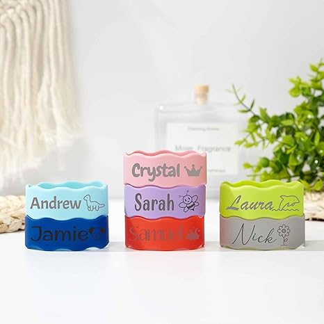 Personalized Silicone Bottle Label For Family,Safe Silicone Cup Tag For Christmas Gifts,Custom Water Bottle Label For Children Bottle (6)