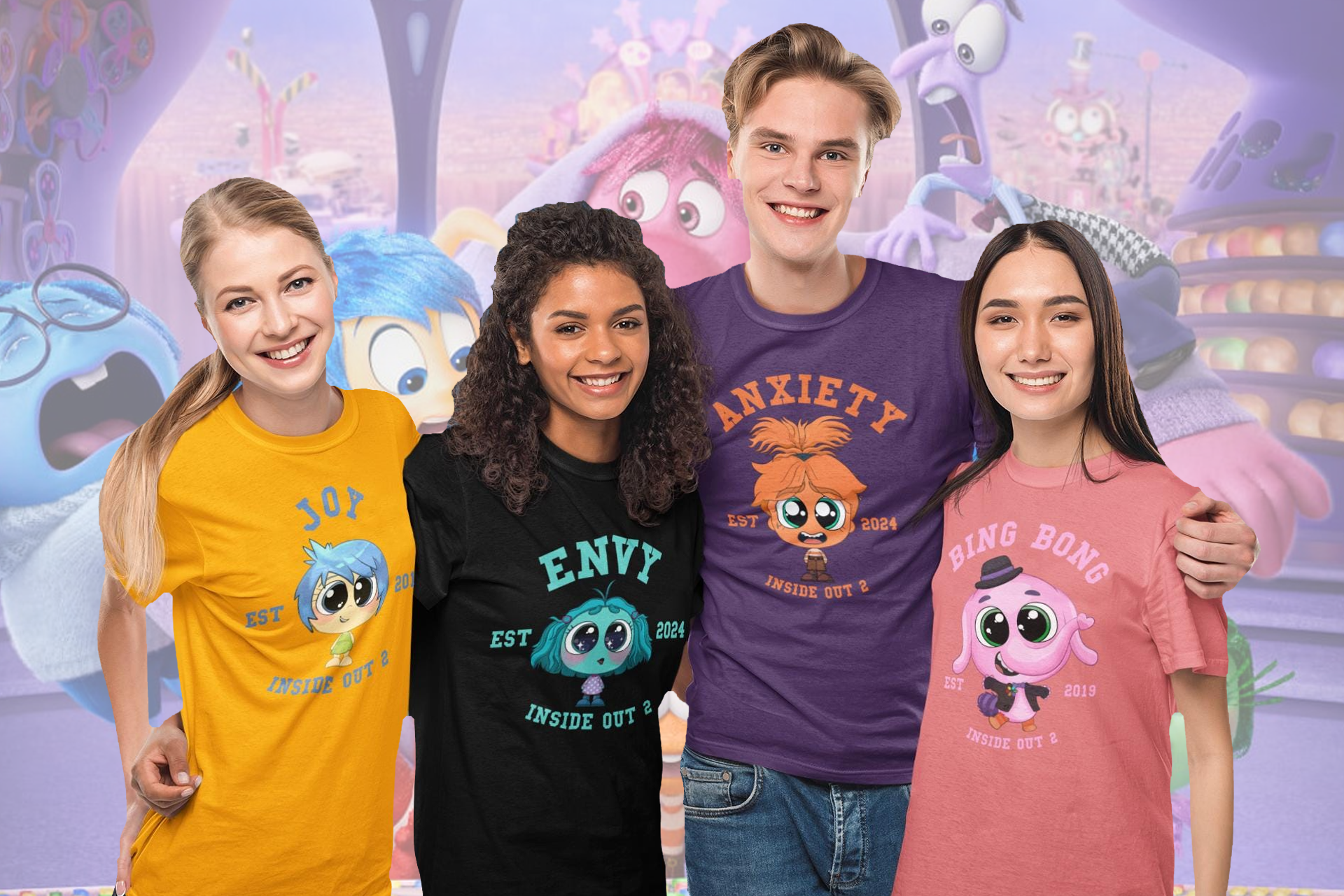 Retro Inside Out 2 Shirts, Inside Out Characters Shirt, Inside Out Group Matching, Inside Out 2 Family Party, Halloween Matching Costume Shirts