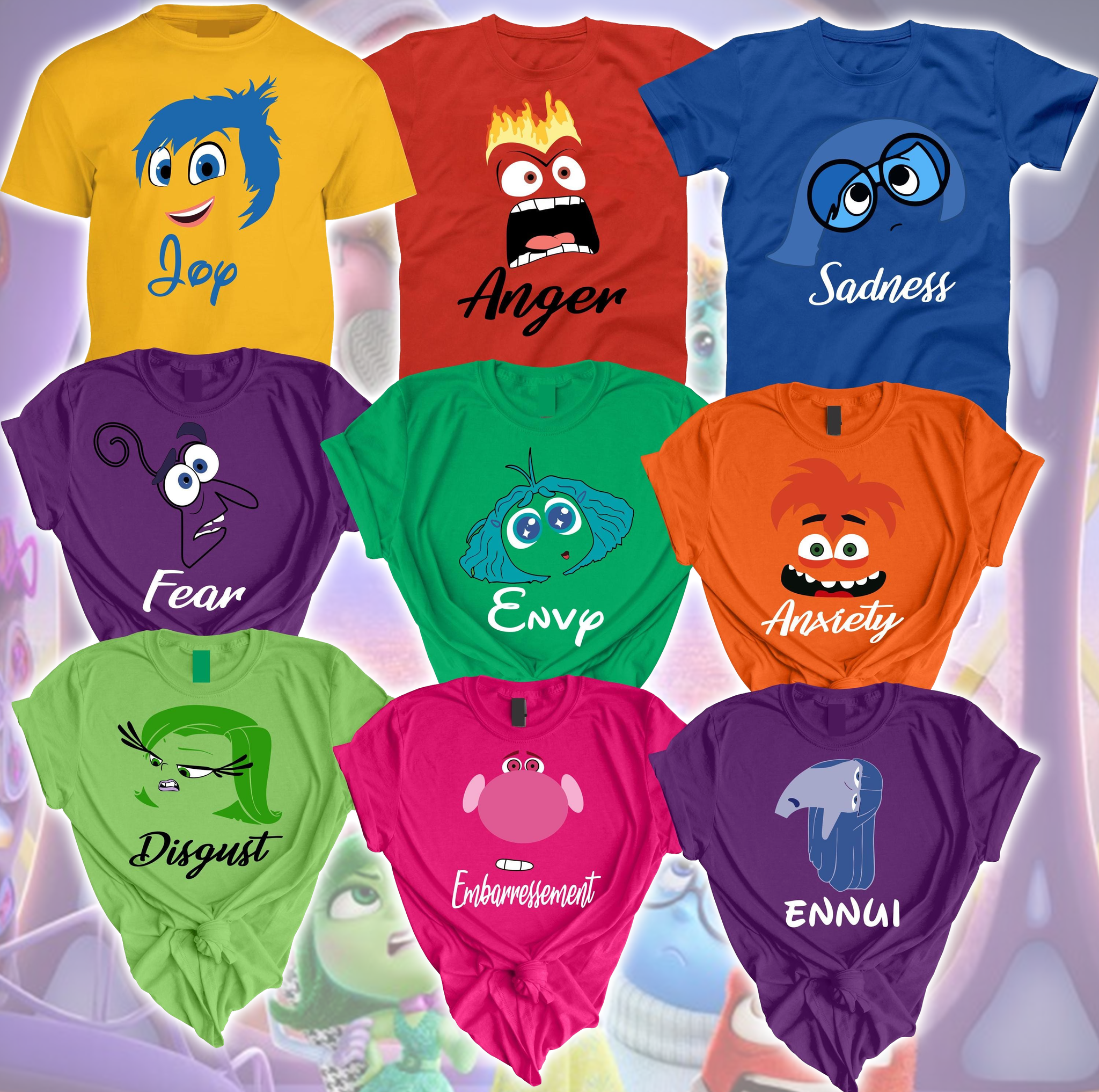 Retro Inside Out Shirts, Inside Out Characters Costume, Inside Out Group Matching, Inside Out 2 Family Party, Halloween Matching Costume TShirt