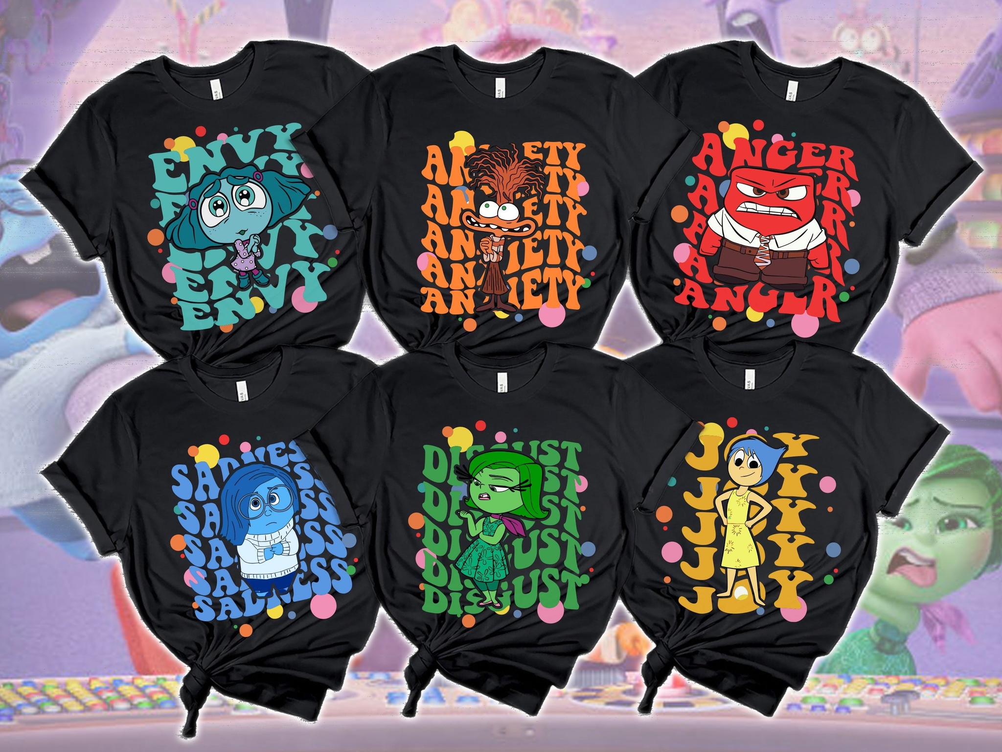 Retro Disney Inside Out 2 Characters Shirts, Inside Out Group Matching Shirt, Inside Out Family Party Shirt, Disneyland Trip Family Matching Shirt