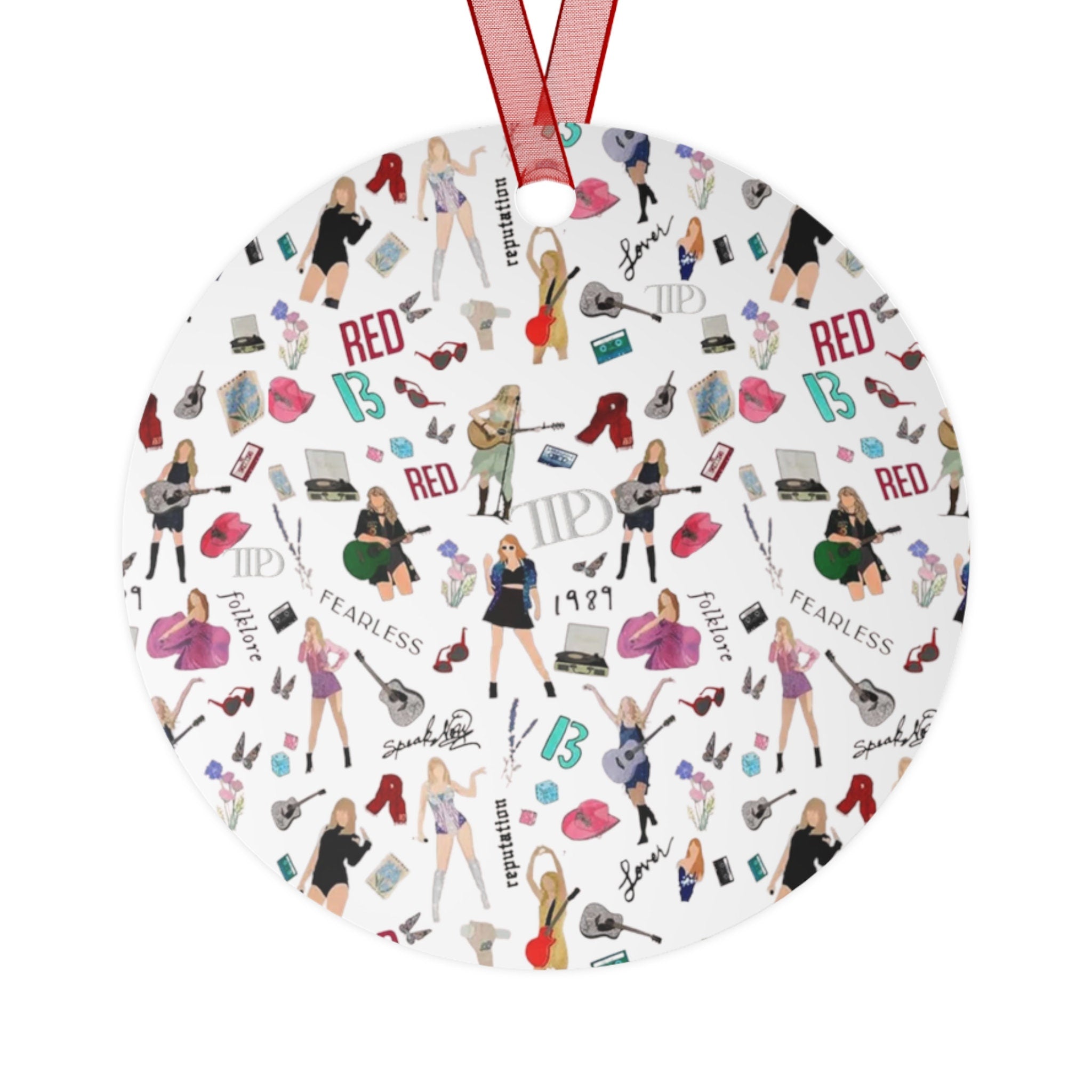 Taylor Christmas Ornament Front and Back, Metal Ornaments, Little Swiftie Fan Gift, TSwift Christmas Gift, Era Tour Merch, Swift Fan ORH1710T