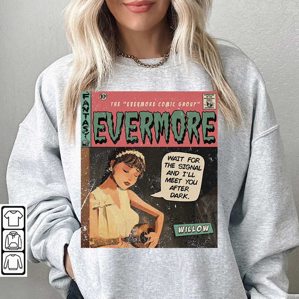 Taylor Swift Png, Evermore Comic Shirt, Sweatshirt Willow Evermore Vintage Comic Book Evermore Red