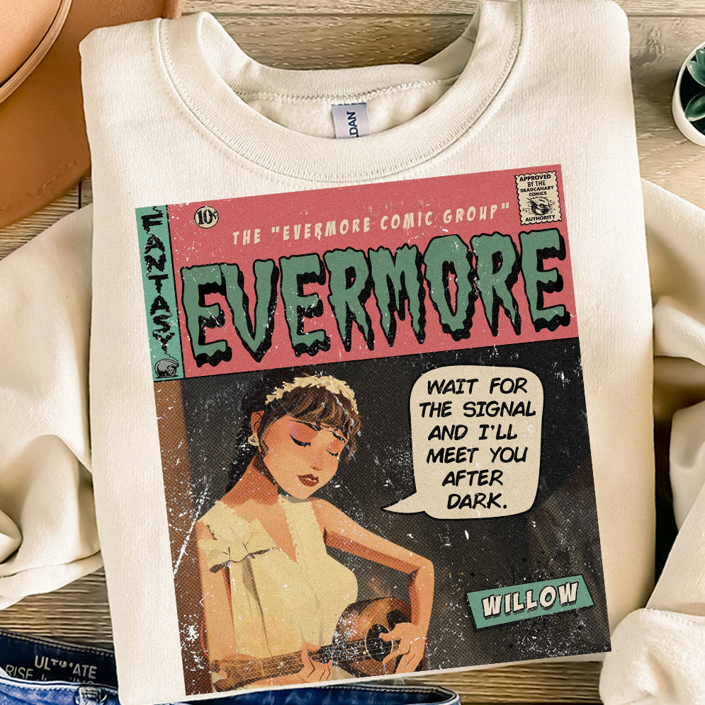 Taylor Swift Png, Evermore Comic Shirt, Sweatshirt Willow Evermore Vintage Comic Book Evermore Red