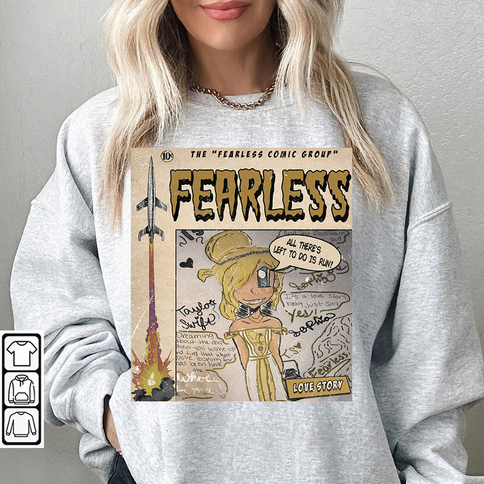 Taylor Swift Png, Fearless Comic Shirt, Sweatshirt Merch Love Story Vintage Comic Book Album Fearless  Gifts