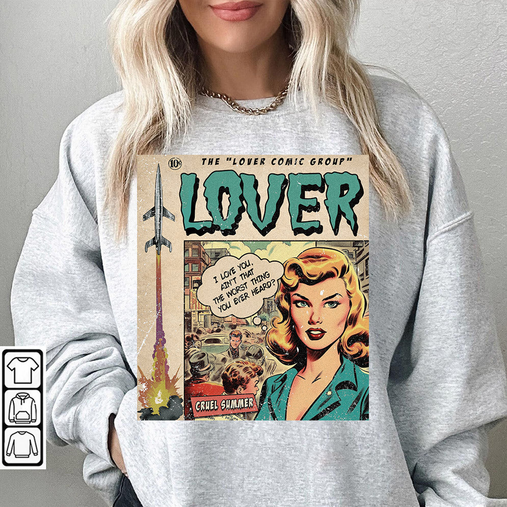 Taylor Swift Png, Lover Comic Shirt, Sweatshirt Merch Cruel Summer Vintage Comic Book Album Lover  Gift