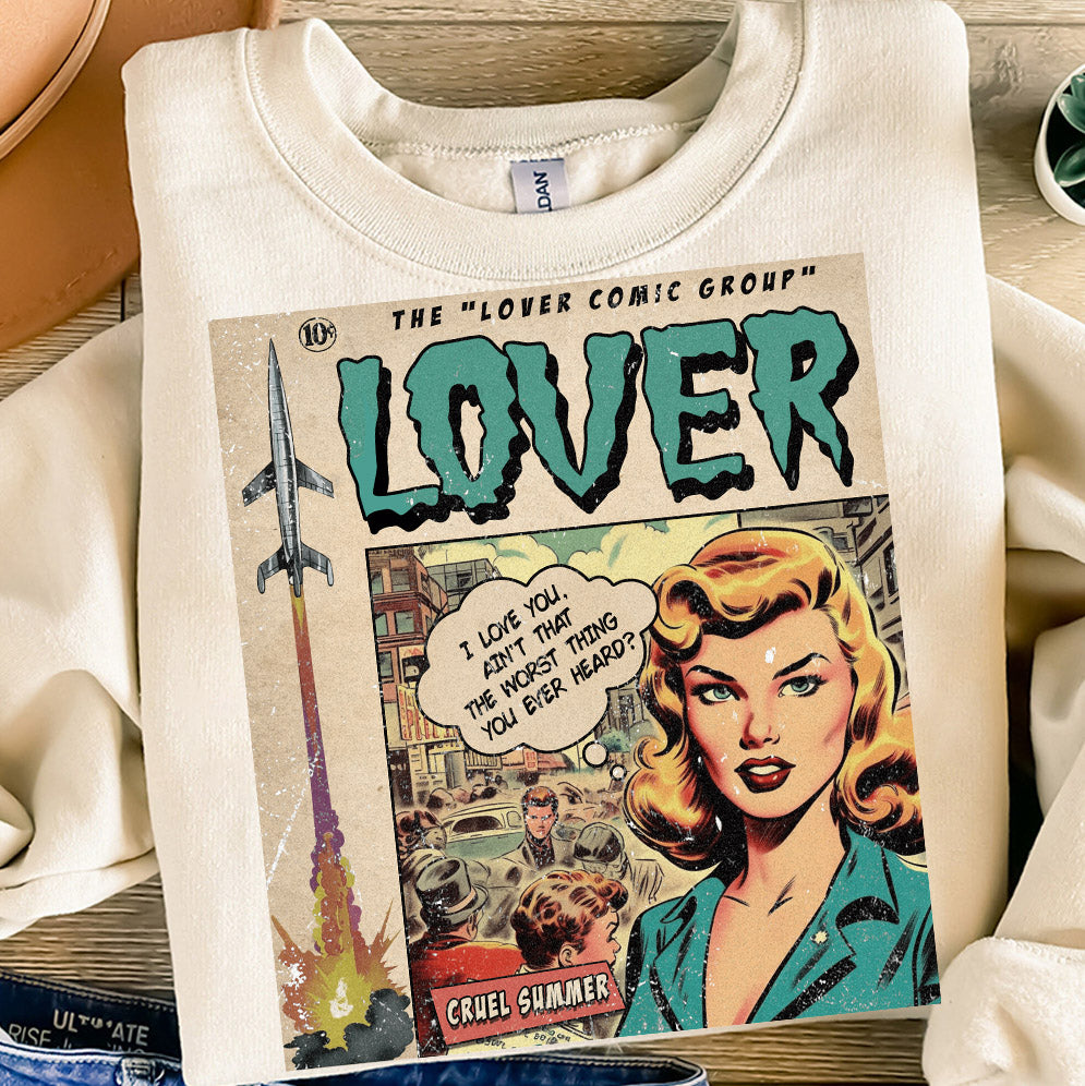 Taylor Swift Png, Lover Comic Shirt, Sweatshirt Merch Cruel Summer Vintage Comic Book Album Lover  Gift