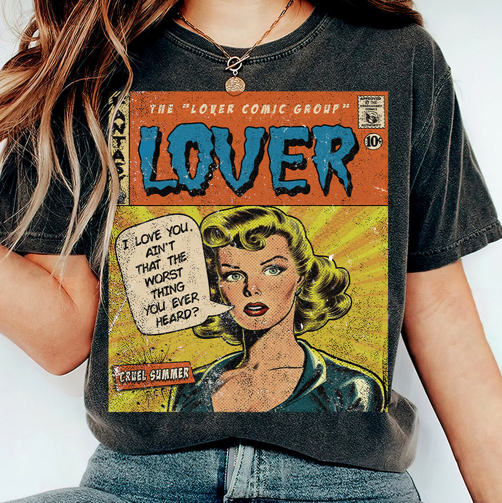 Taylor Swift Png, Lover Comic Shirt, Sweatshirt Merch Cruel Summer Vintage Shirt Comic Book Album Lover