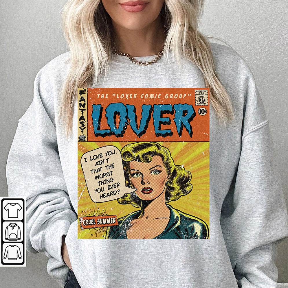 Taylor Swift Png, Lover Comic Shirt, Sweatshirt Merch Cruel Summer Vintage Shirt Comic Book Album Lover