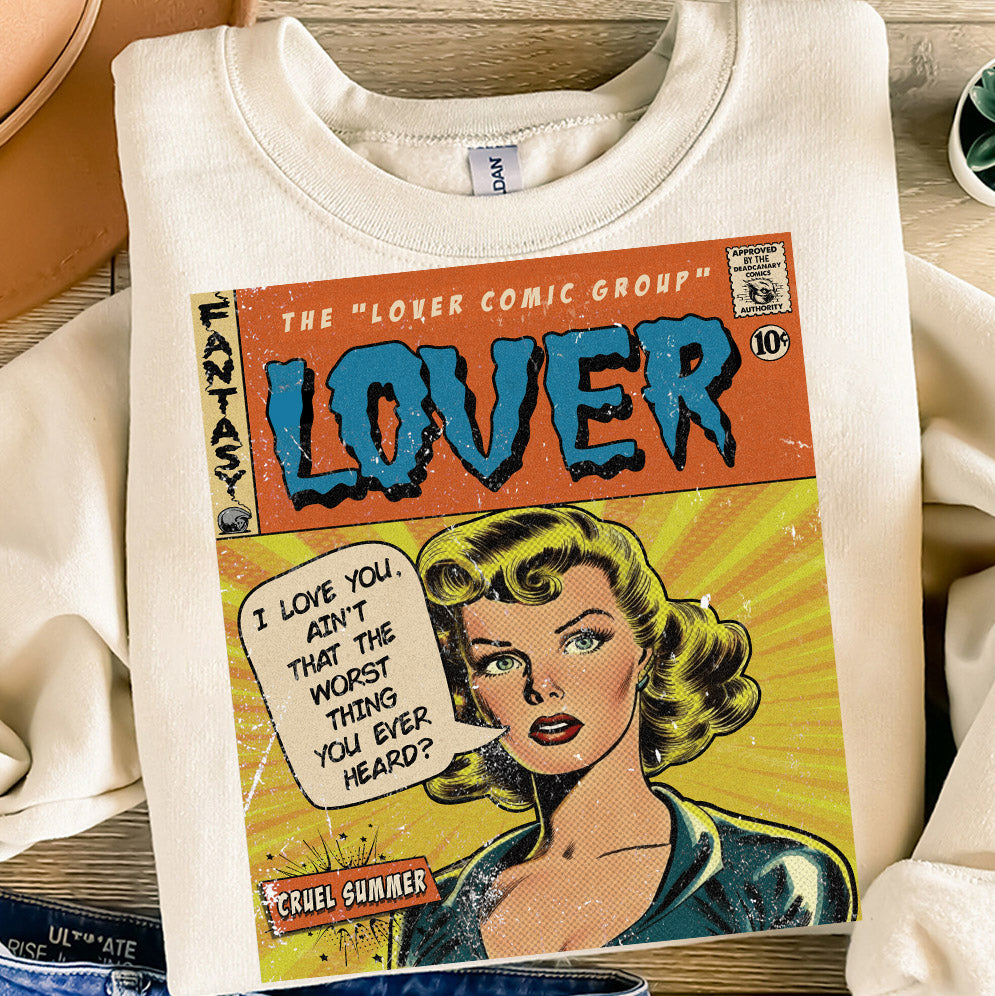 Taylor Swift Png, Lover Comic Shirt, Sweatshirt Merch Cruel Summer Vintage Shirt Comic Book Album Lover