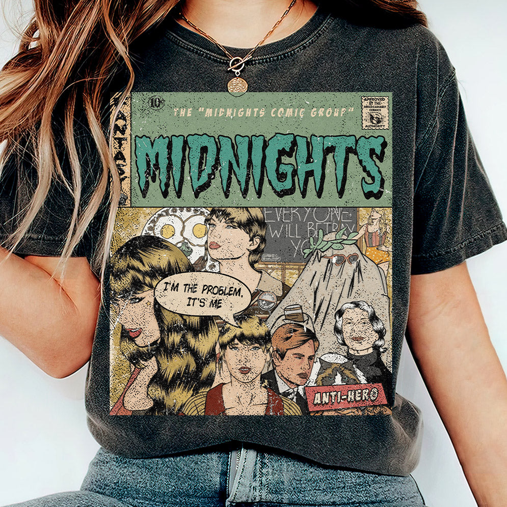 Taylor Swift Png, Midnights Comic Shirt, Sweatshirt Merch Anti-Hero Vintage Comic Book Album Midnights  Gift