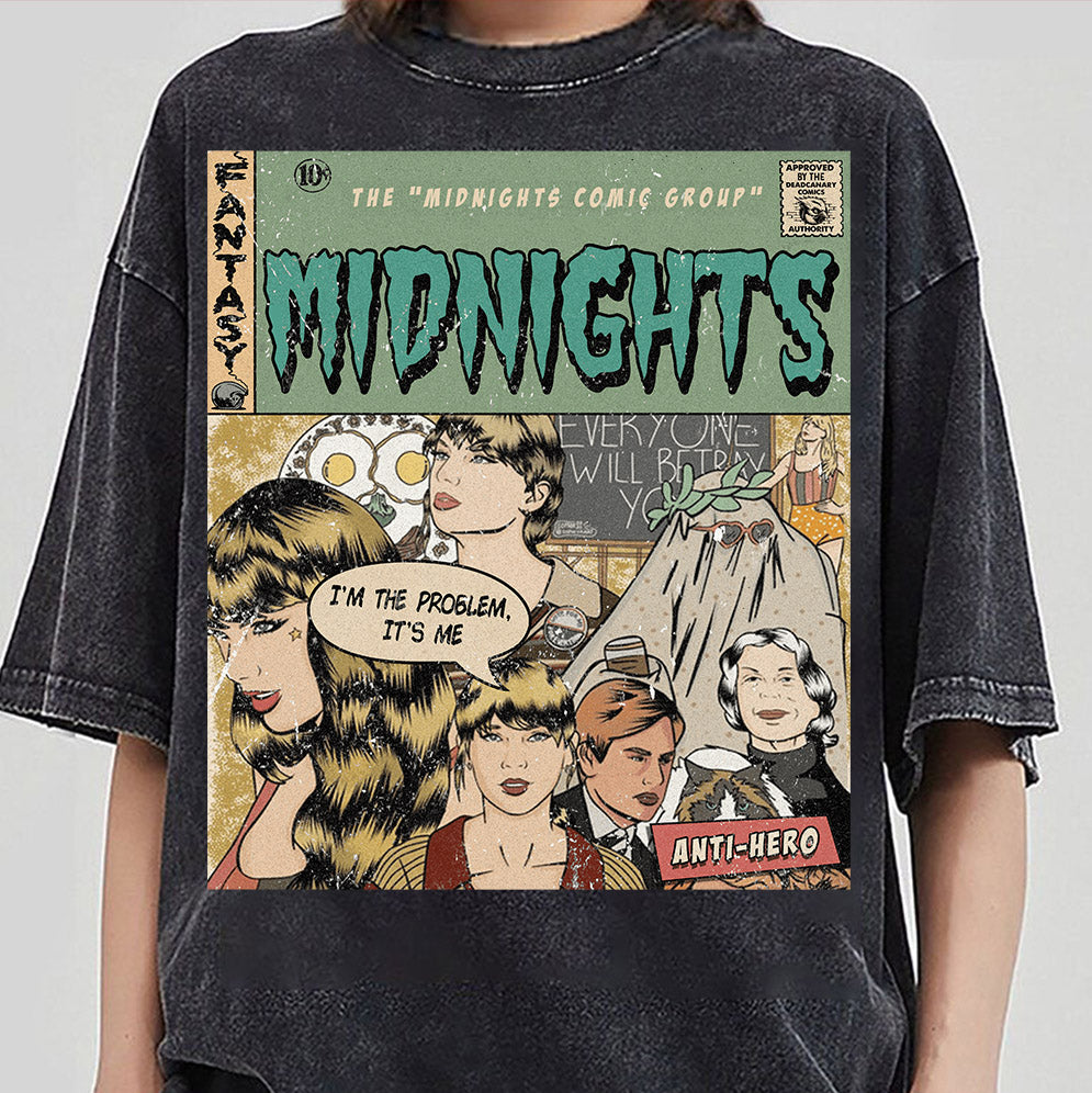 Taylor Swift Png, Midnights Comic Shirt, Sweatshirt Merch Anti-Hero Vintage Comic Book Album Midnights  Gift