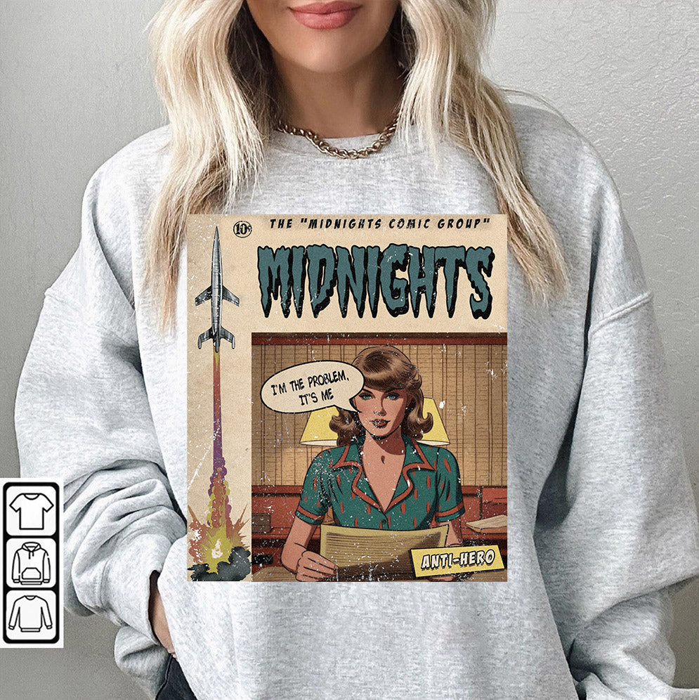 Taylor Swift Png, Midnights Comic Shirt, V3 Sweatshirt Merch Anti-Hero Vintage Comic Book Album Midnights