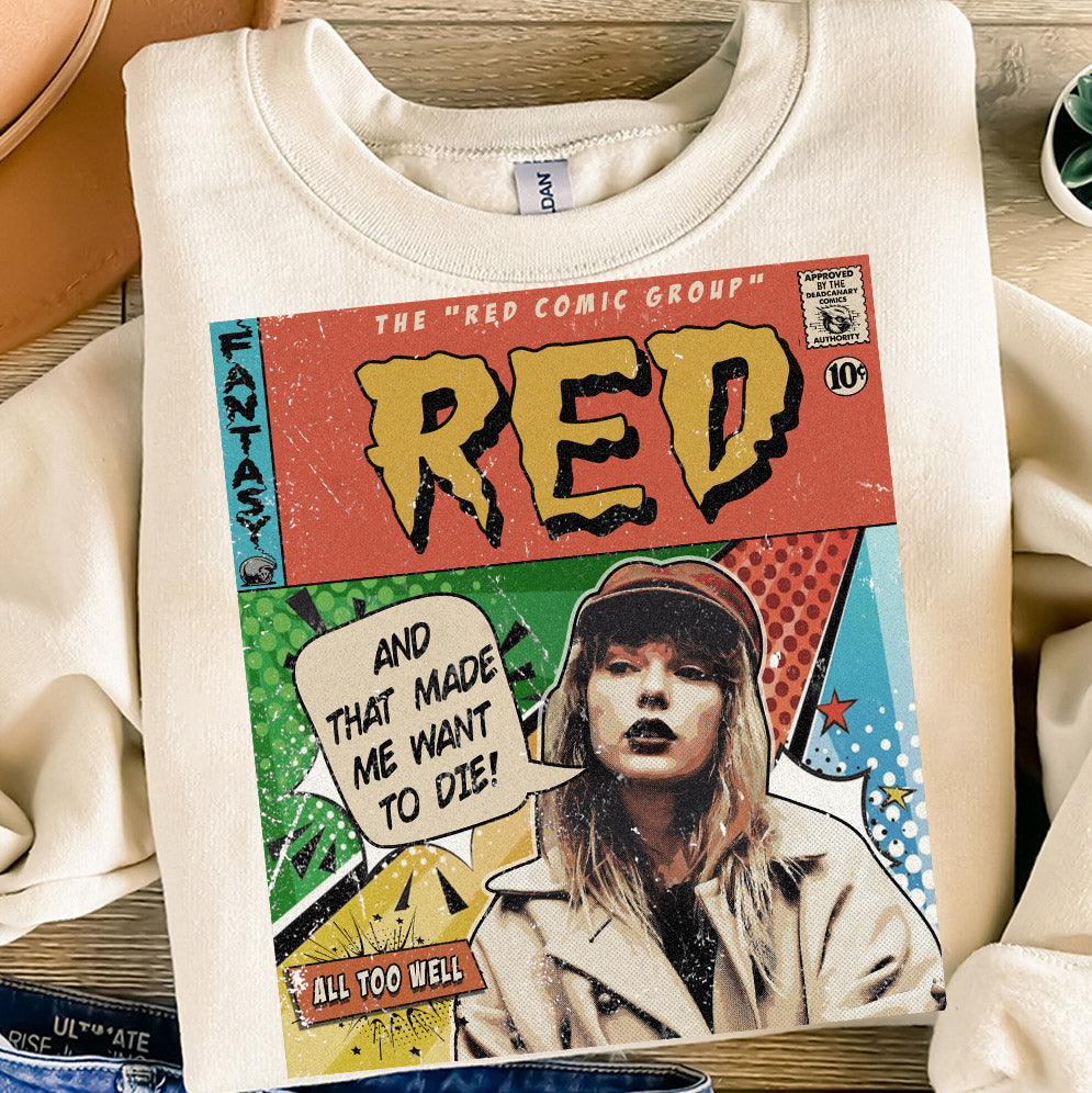 Taylor Swift Png, Red Comic PNG, V4 Sweatshirt Merch All Too Well Vintage Comic Book Album Red