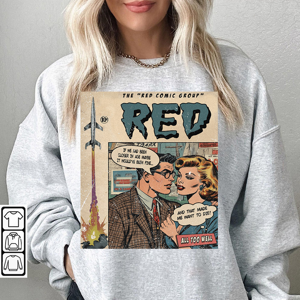 Taylor Swift Png, Red Comic Shirt, Sweatshirt Merch All Too Well Vintage Comic Book Album Red  Gift