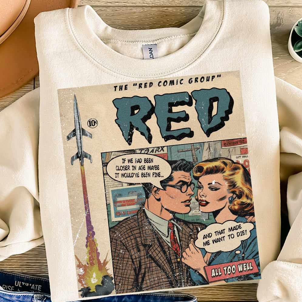 Taylor Swift Png, Red Comic Shirt, Sweatshirt Merch All Too Well Vintage Comic Book Album Red  Gift