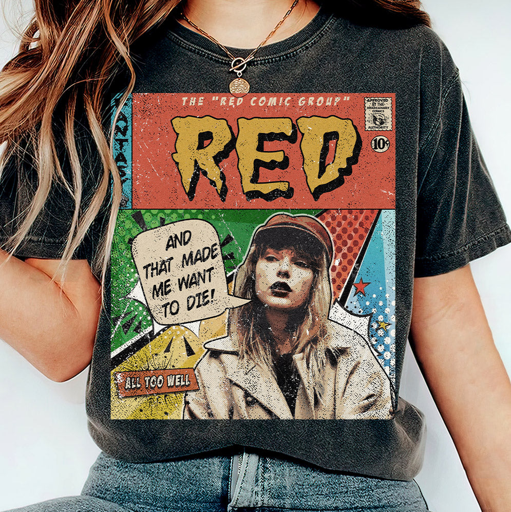 Taylor Swift Png, Red Comic PNG, V4 Sweatshirt Merch All Too Well Vintage Comic Book Album Red