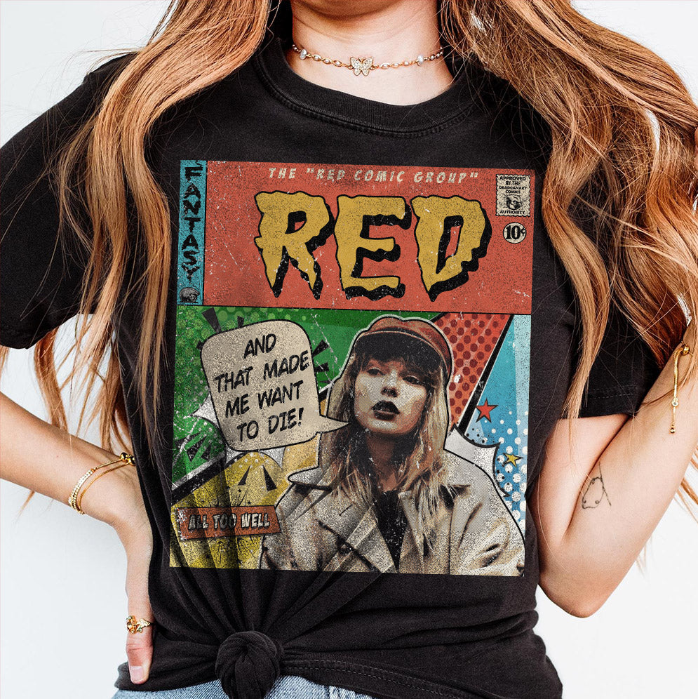 Taylor Swift Png, Red Comic PNG, V4 Sweatshirt Merch All Too Well Vintage Comic Book Album Red