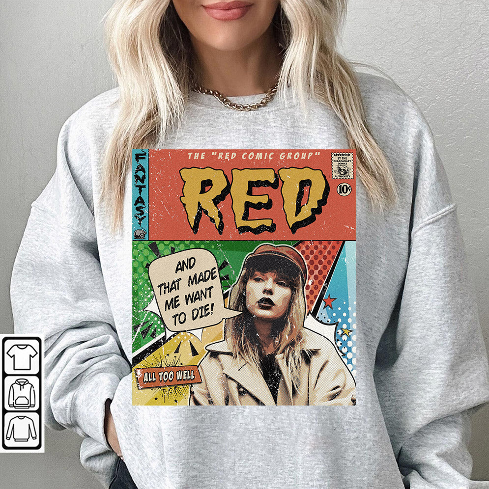 Taylor Swift Png, Red Comic PNG, V4 Sweatshirt Merch All Too Well Vintage Comic Book Album Red