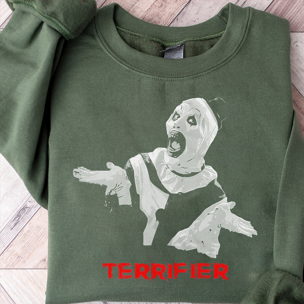 Terrifier T-Shirt, Sweatshirt Terrifier, Halloween T-shirt, Terrifier Merch, Scary Clown, Terrifier 3, The Terrifier, Scary Clown Horror Movie Halloween Shirt