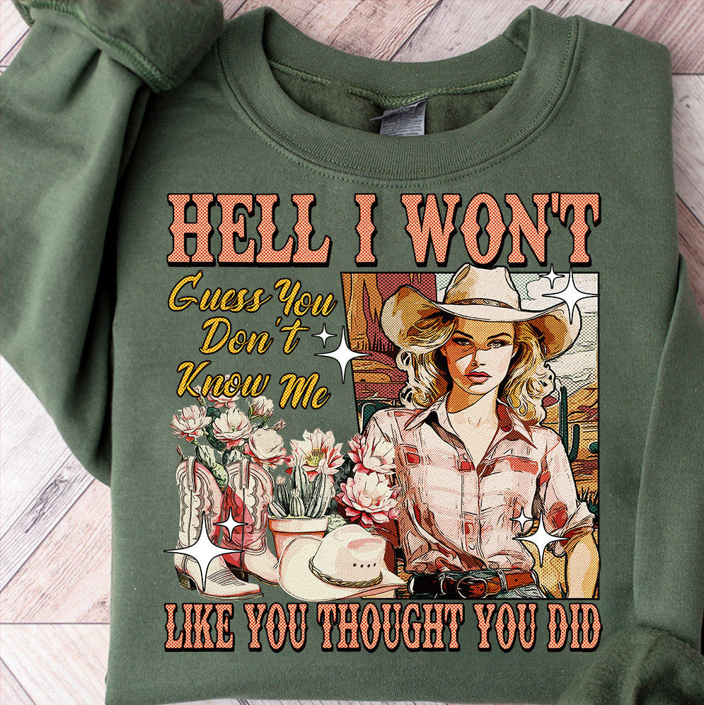 The Hell I Won't Shirt, Country Western Aesthetic, Retro Comic Rodeo, Vintage Cowgirl Lyrics