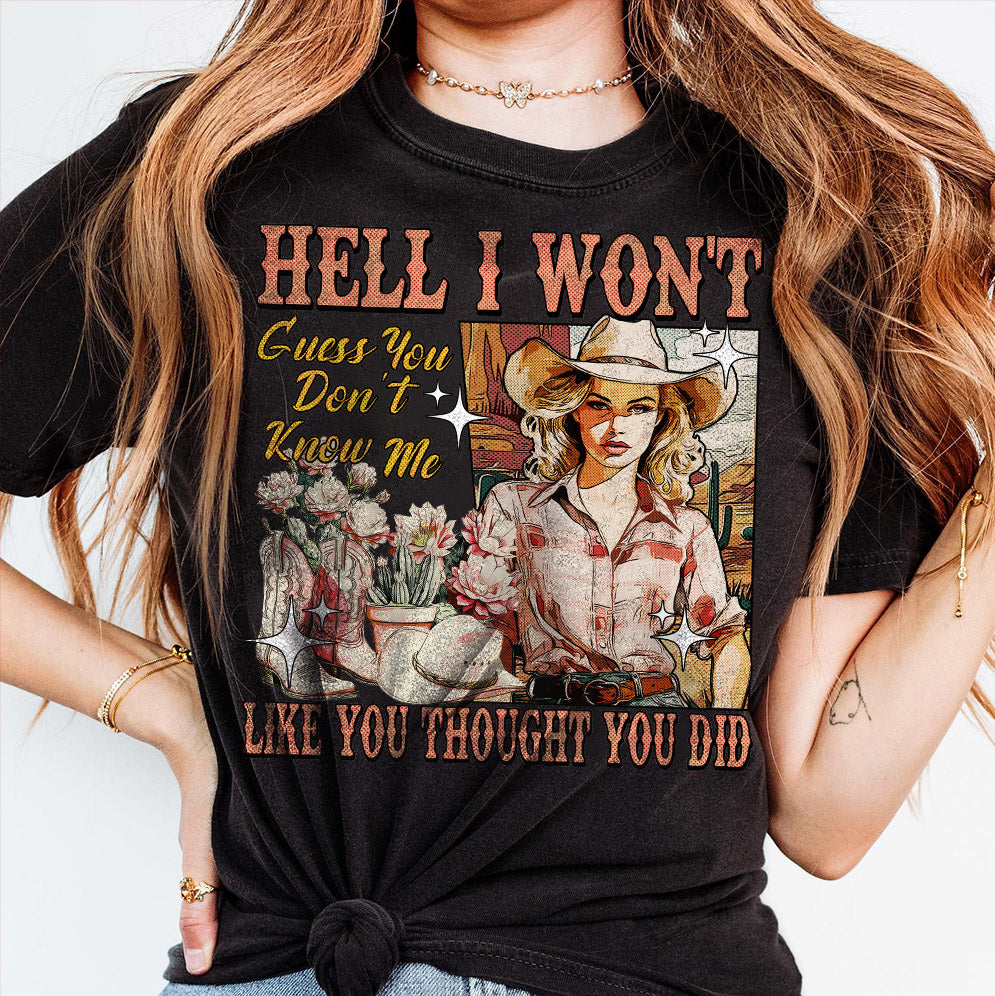 The Hell I Won't Shirt, Country Western Aesthetic, Retro Comic Rodeo, Vintage Cowgirl Lyrics