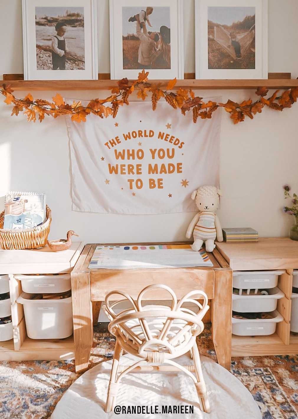 The World Needs Who You Were Made To Be Banner (Neutral)  Fabric Tapestry  Kids Wall Art Playroom Decor  Classroom  Wall Hanging TAPES1