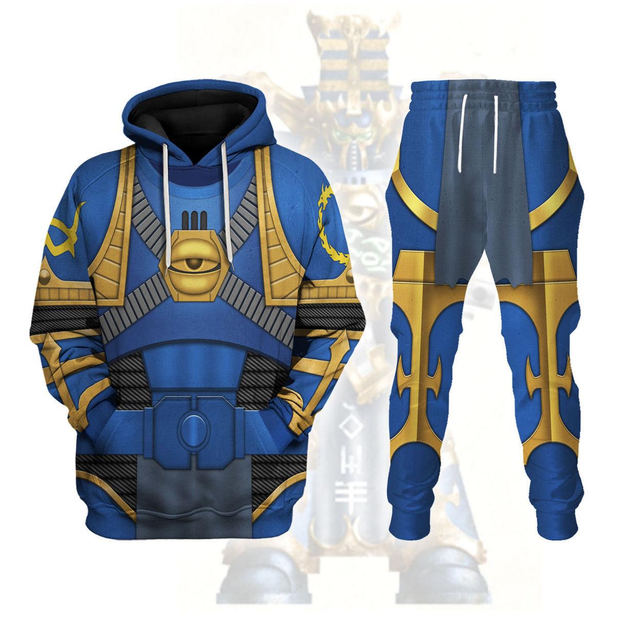 Thousand Sons Legion Colour Scheme Warhammer Costume Hoodie Jogger, Thousand Sons Legion Colour Scheme Space Marines Cosplay 3D Hoodie Pants, Warhammer 3D Tracksuit, Warhammer Game Outfit TQT1