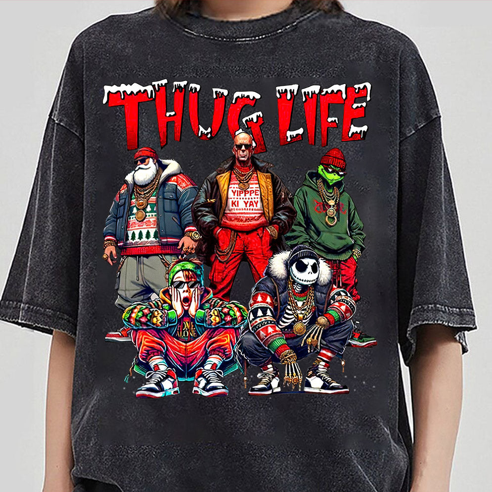 THUGLIFE Christmas Sweatshirt, Christmas Movies Shirt, Friends Gifts for Women Holiday Crewneck Xmas V2, Xmas Graphic Tee