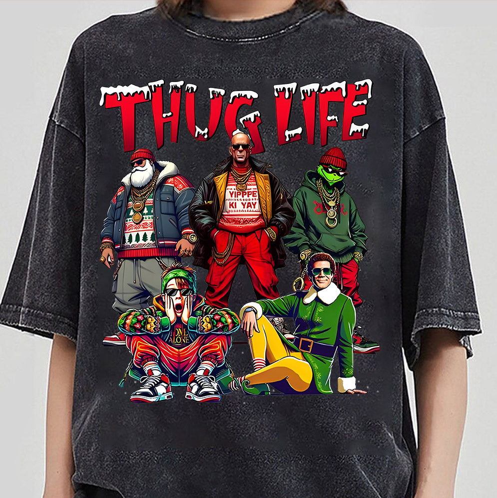 THUGLIFE Christmas Sweatshirt, Christmas Movies Shirt, Friends Gifts for Women Holiday Crewneck Xmas, Xmas Graphic Tee