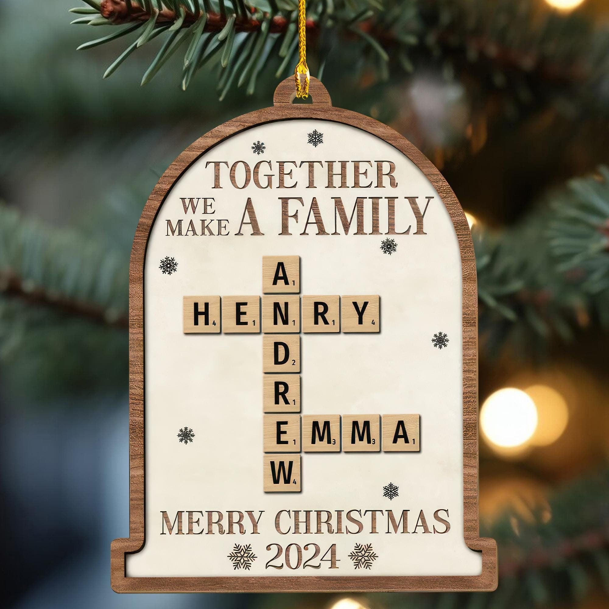 Together We Make A Family Christmas, Personalized Crossword Puzzle Ornament, Custom Family Name Puzzle Ornament, Christmas Tree Decor 2024 OROC24