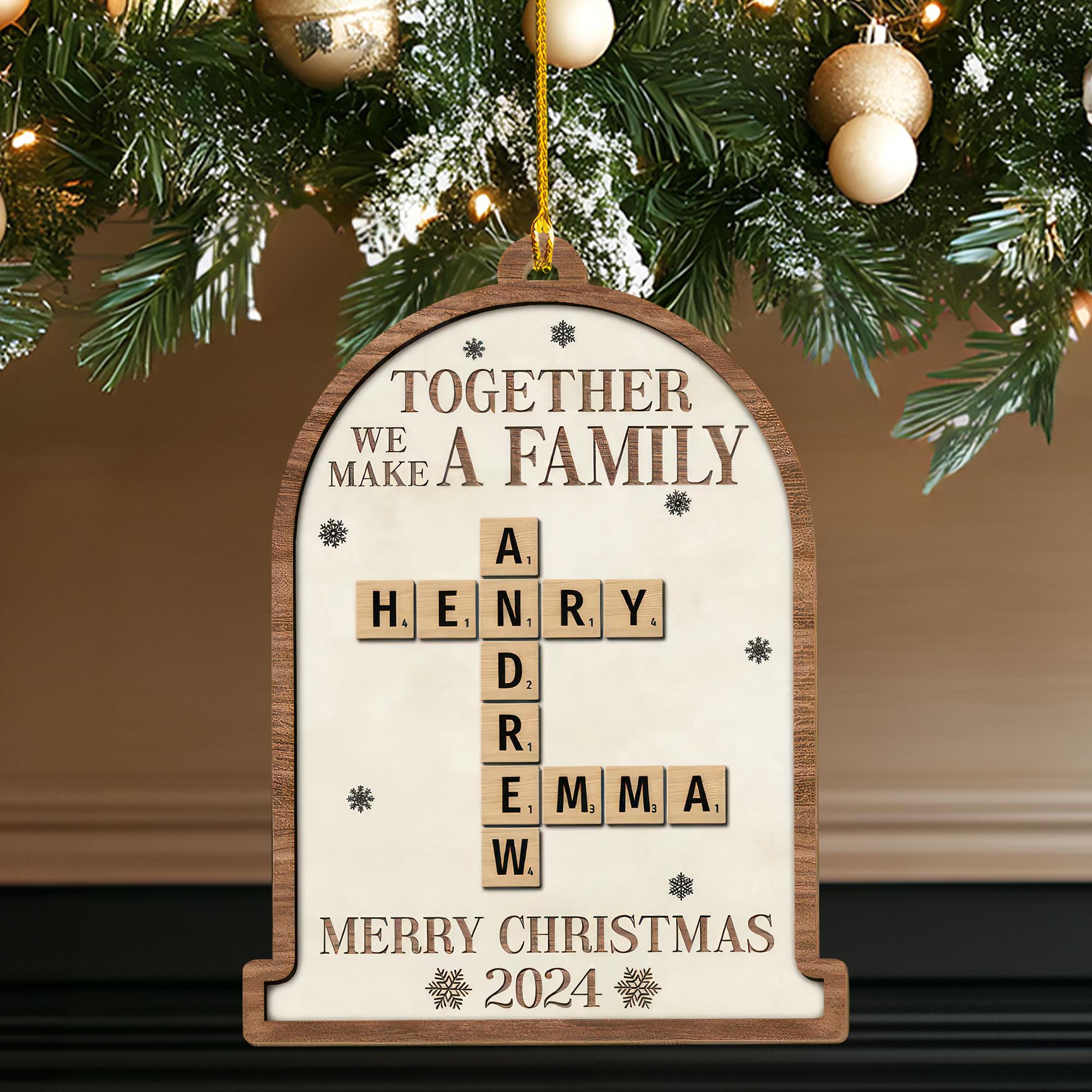 Together We Make A Family Christmas, Personalized Crossword Puzzle Ornament, Custom Family Name Puzzle Ornament, Christmas Tree Decor 2024 OROC24