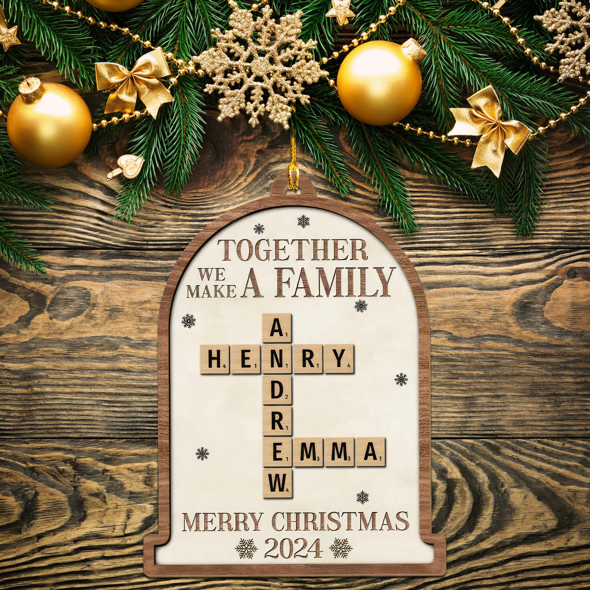 Together We Make A Family Christmas, Personalized Crossword Puzzle Ornament, Custom Family Name Puzzle Ornament, Christmas Tree Decor 2024 OROC24