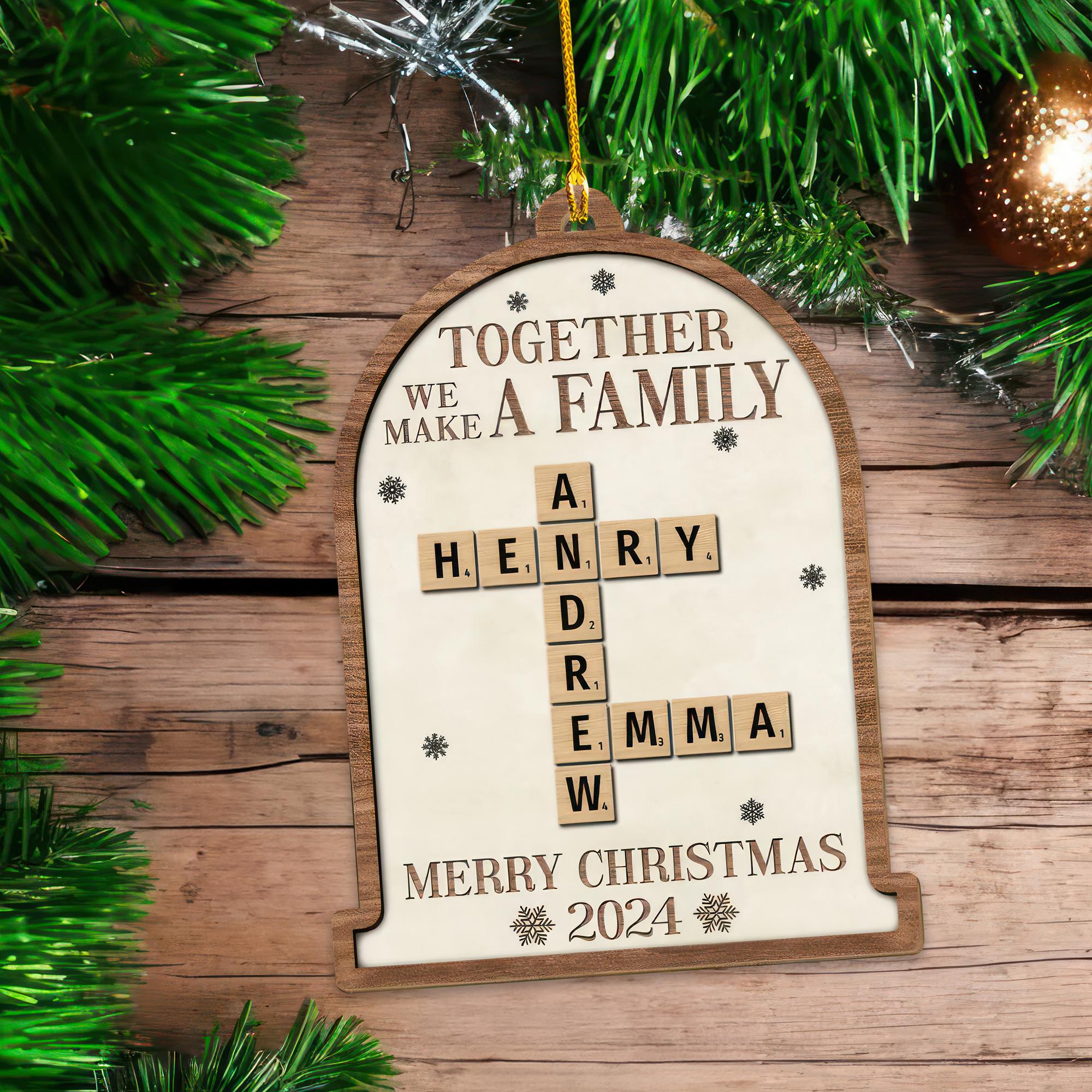 Together We Make A Family Christmas, Personalized Crossword Puzzle Ornament, Custom Family Name Puzzle Ornament, Christmas Tree Decor 2024 OROC24