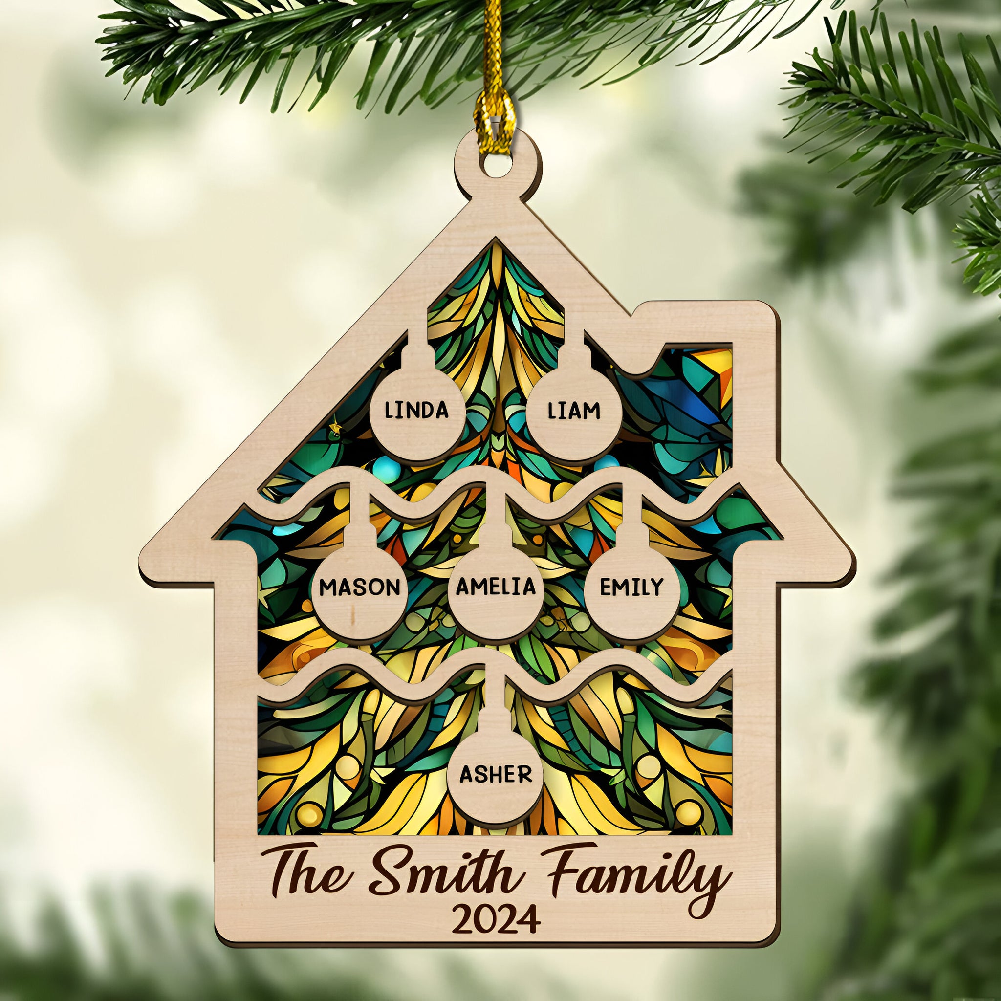 Tree Family Christmas - Personalized Custom 2-layered Wood Ornament ORN0710