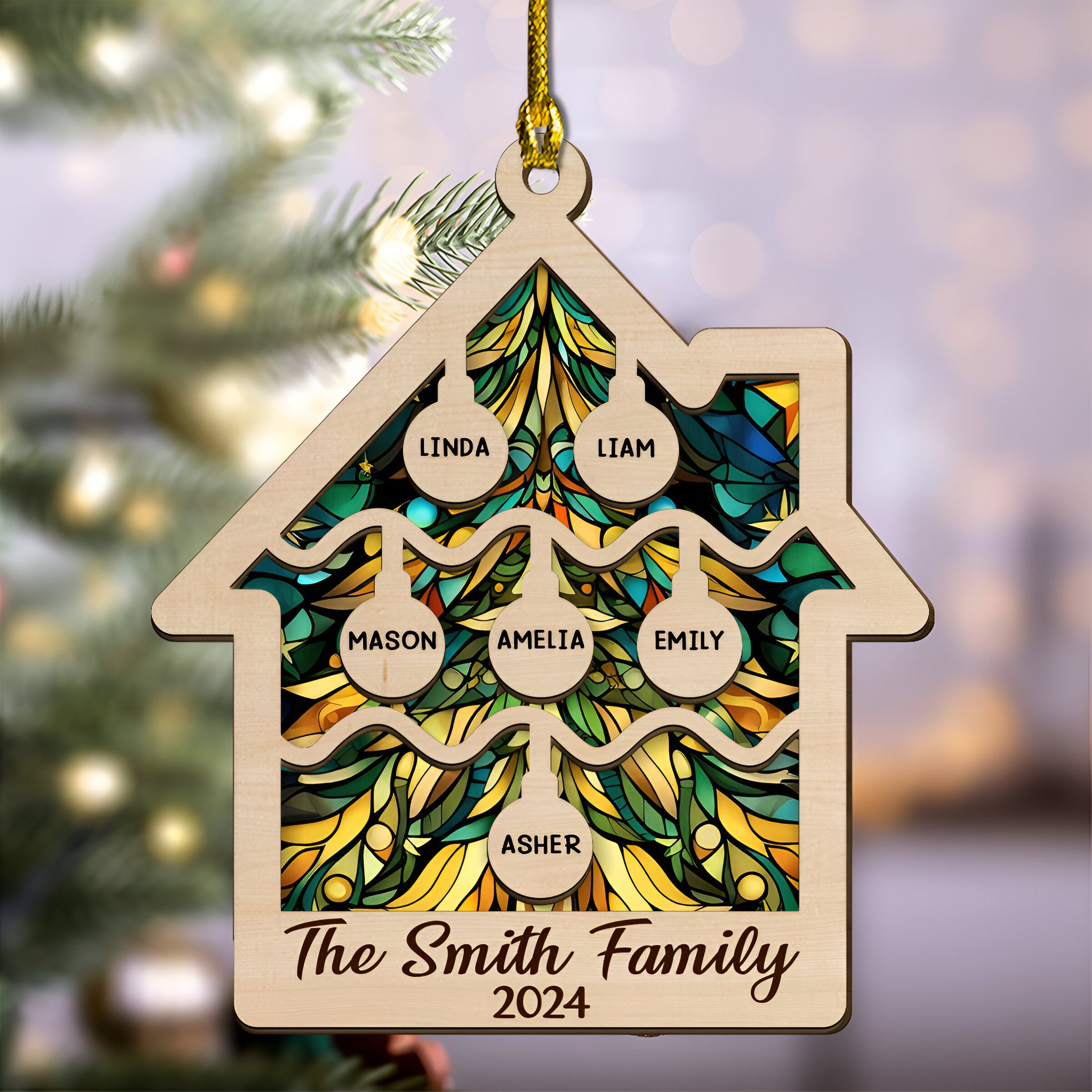 Tree Family Christmas - Personalized Custom 2-layered Wood Ornament ORN0710