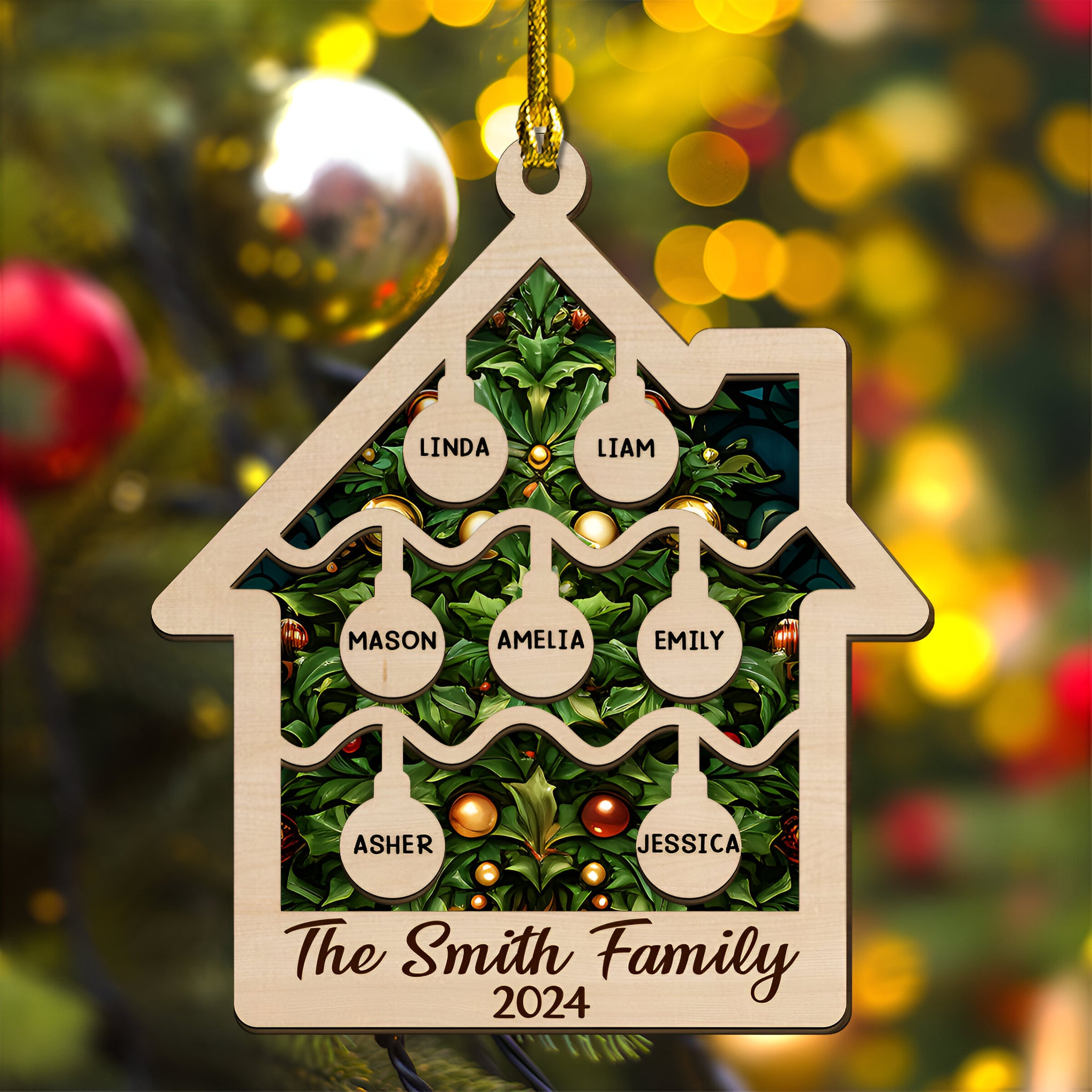 Tree Family Christmas - Personalized Custom 2-layered Wood Ornament ORN0710