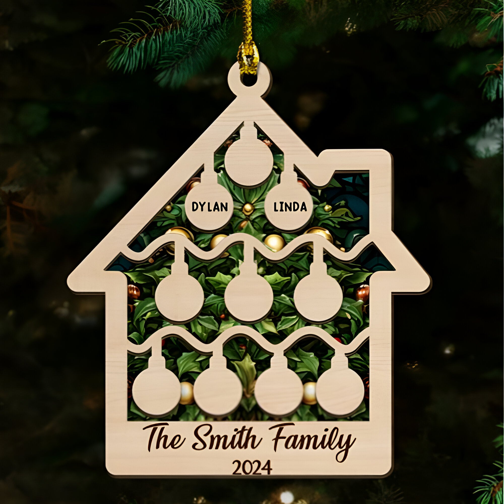 Tree Family Christmas - Personalized Custom 2-layered Wood Ornament ORN0710