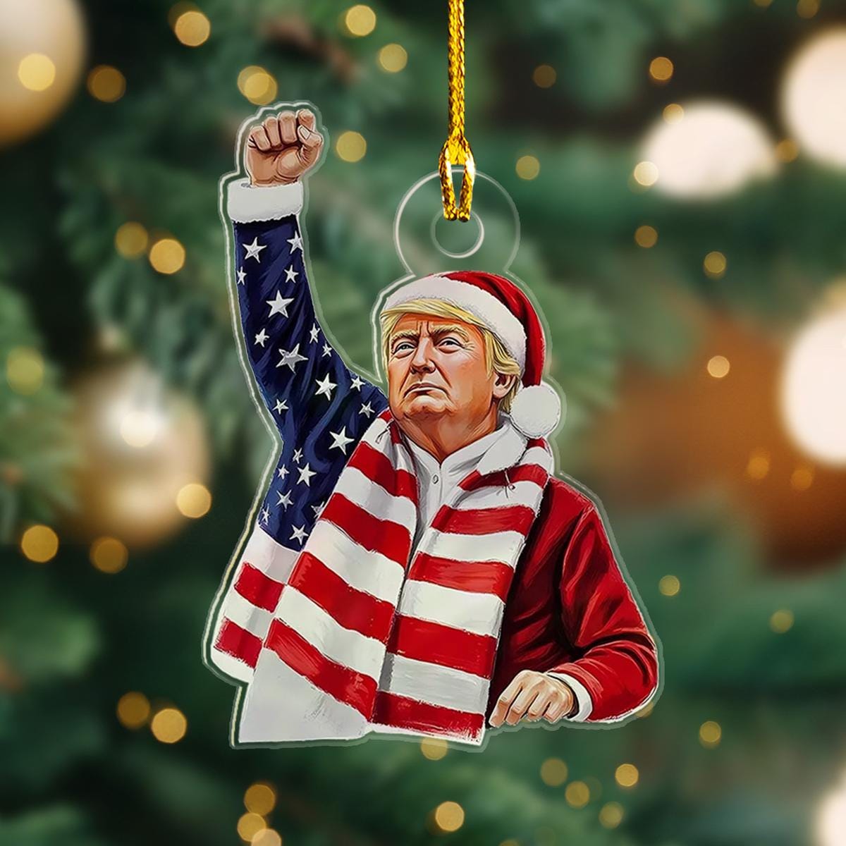 Trump Christmas 2024 Ornament, Donald Trump MAGA Christmas 2D Printed Ornament, Donald Trump President Ornament, Trump Won Ornament ORNO5