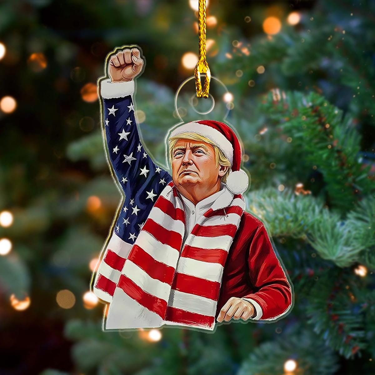 Trump Christmas 2024 Ornament, Donald Trump MAGA Christmas 2D Printed Ornament, Donald Trump President Ornament, Trump Won Ornament ORNO5