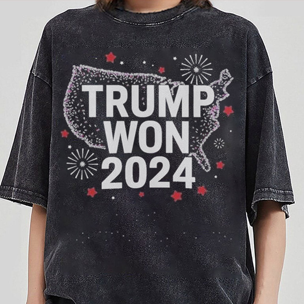 Trump Won 2024 President 47th Fireworks US Map MAGA T-shirt, Sweatshirt, Hoodie And Tanktop