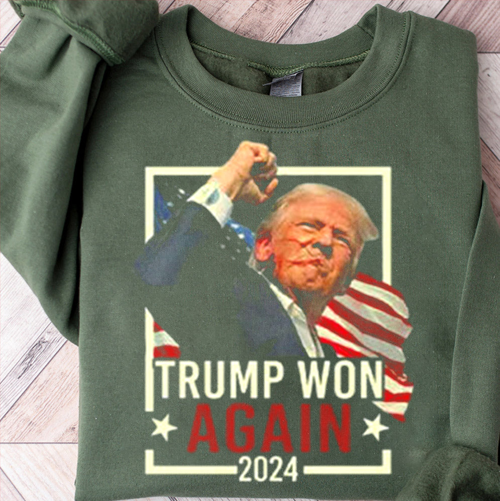 Trump Won Again 2024 Shirt, Sweatshirt, Hoodie And Tanktop, Trump Won Shirt