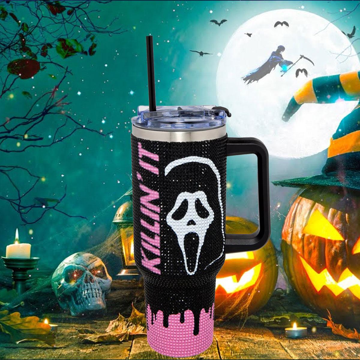 Tumbler 40Oz Halloween Ghostface Killin It, Halloween Bling Tumbler, Halloween Gift Ideas, Spooky Season Mug Gift, Ghost Mug TUM2708