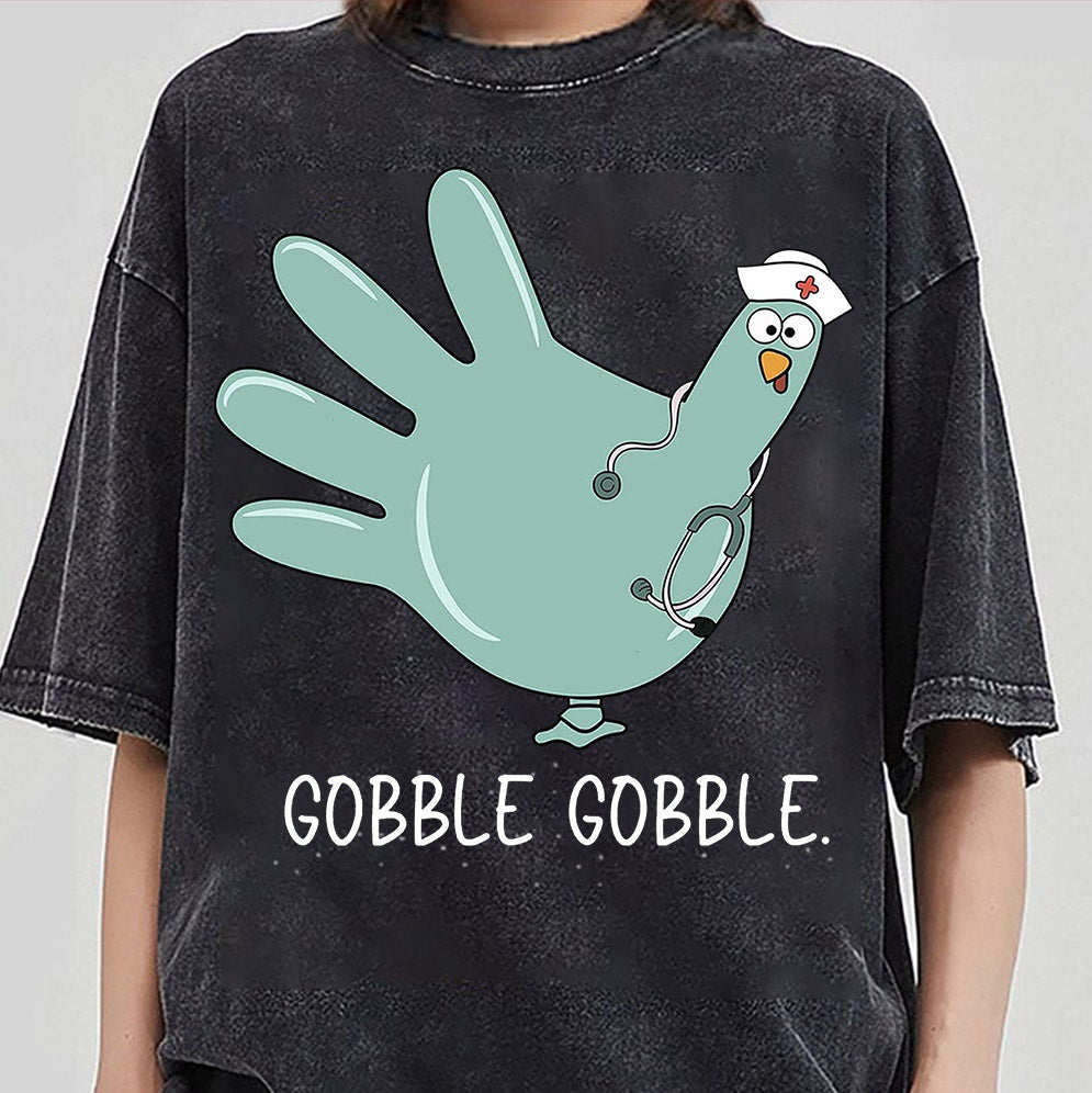 Turkey Glove Nurse Thanksgiving Sweatshirt, Gobble Gobble Nurse Turkey Sweater, Thanksgiving Nurse Shirt, Funny Nurse Thanksgiving Crewneck