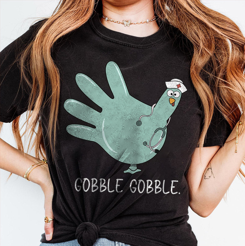 Turkey Glove Nurse Thanksgiving Sweatshirt, Gobble Gobble Nurse Turkey Sweater, Thanksgiving Nurse Shirt, Funny Nurse Thanksgiving Crewneck