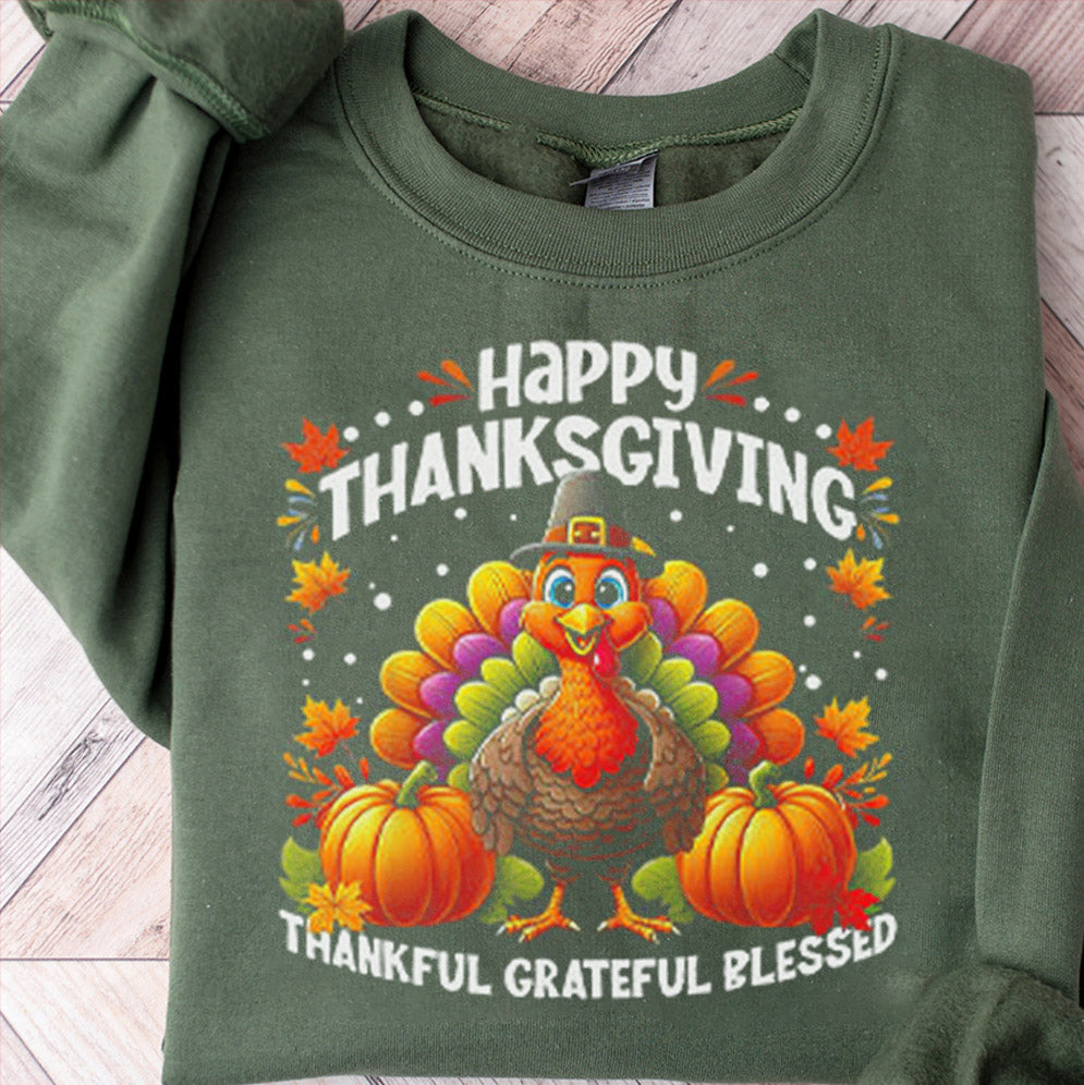 Turkey Happy Thanksgiving Thankful Grateful Blessed T Shirt v2, Sweatshirt, Hoodie